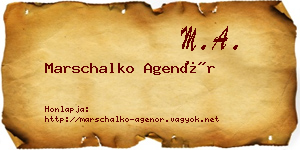 Marschalko Agenór névjegykártya